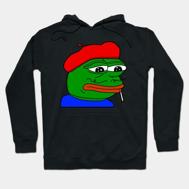 Sad Frenchman Pepe Beret Hoodie by Lean Mean Meme Machine